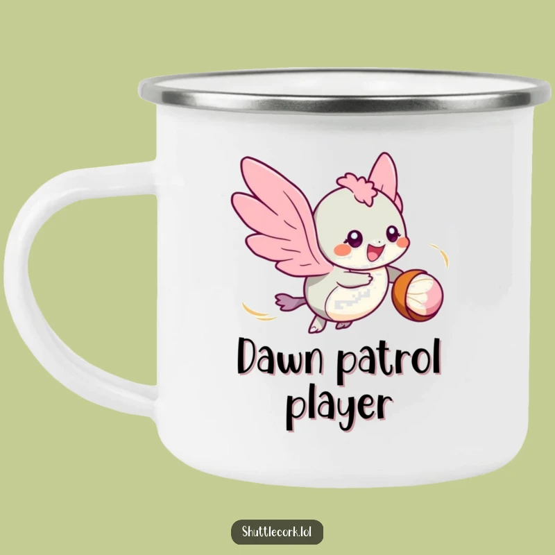 Funny Speedy Wings Shuttlecock Camping Mug: Adventure with Speed, Rugged Funny Gift