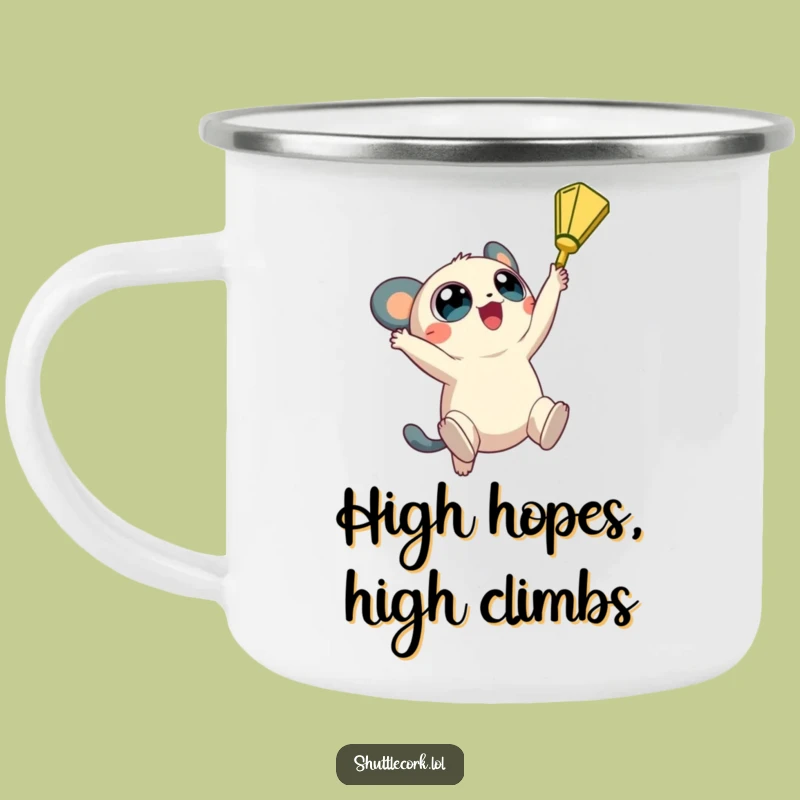 Funny Big Eyes Shuttlecock Camping Mug: Adventure with Ambition, Rugged Funny Gift