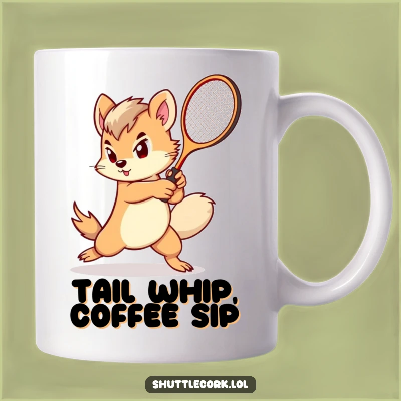 Funny Fluffy Tail Racket Mug: Swift Action and Fun, Perfect Funny Gift