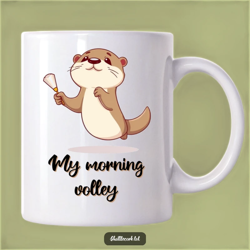 Funny Otter Badminton Mug - A Curious Leap for a Shuttlecock Gift!