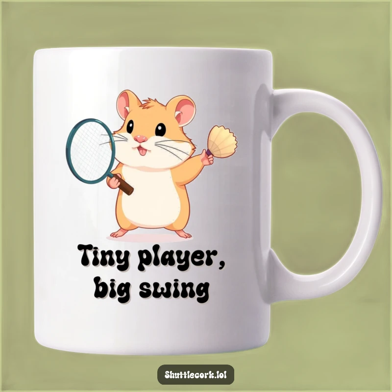 Funny Hamster Badminton Player Mug - Determined Pet Sports Gift