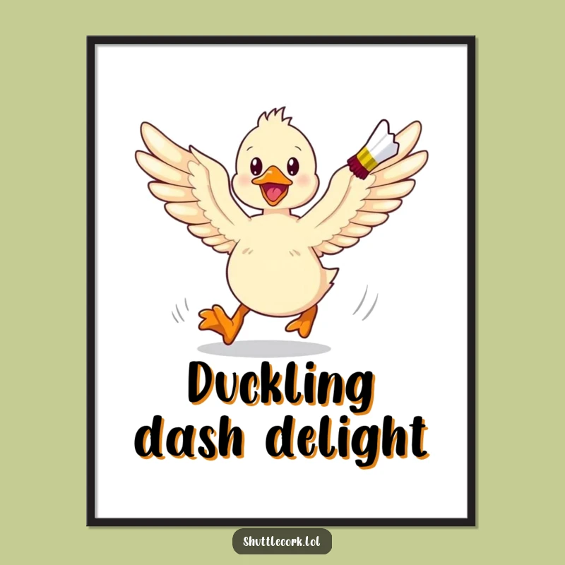 Funny Duckling Badminton Chase Digital Art - Instant Download Gift