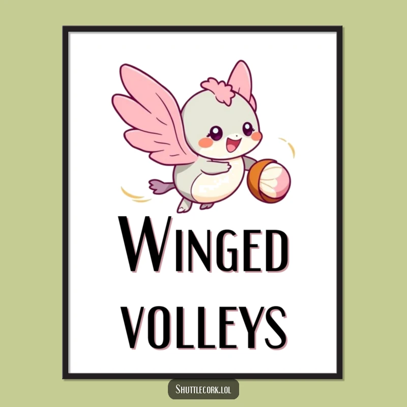 Funny Speedy Wings Shuttlecock Digital Art: Instant Badminton Thrill, Downloadable Funny Gift