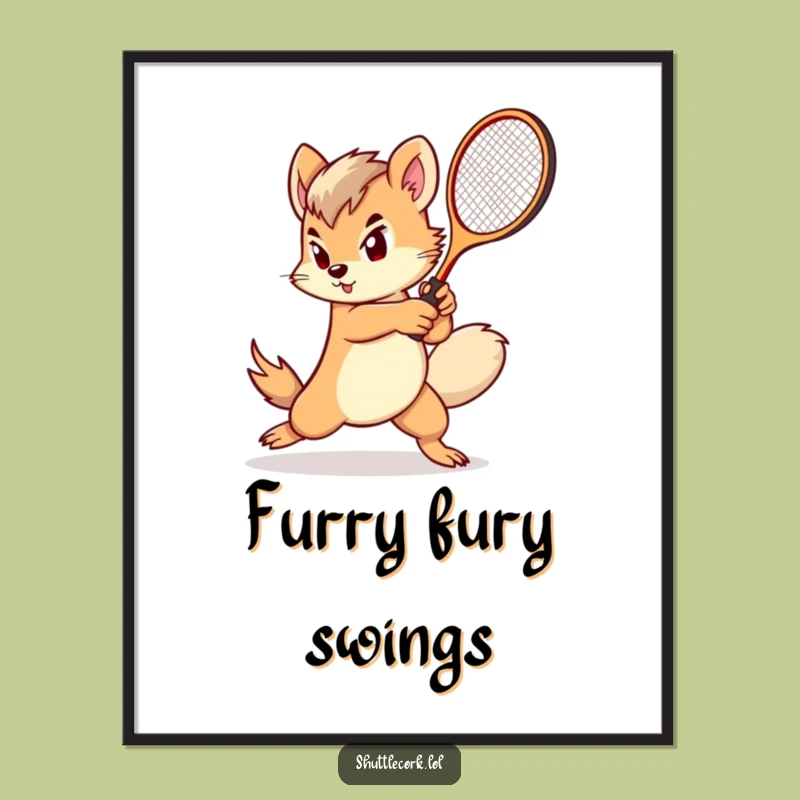 Funny Fluffy Tail Racket Digital Art: Instant Swift Action, Downloadable Funny Gift