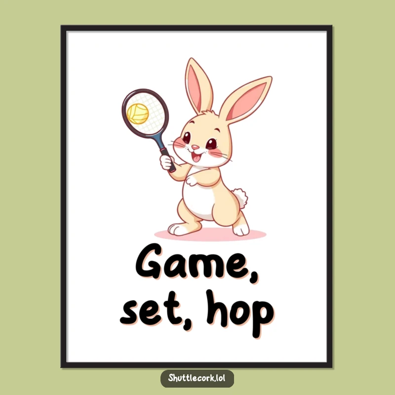 Funny Bunny Tennis Poster - Bounce into Decor!