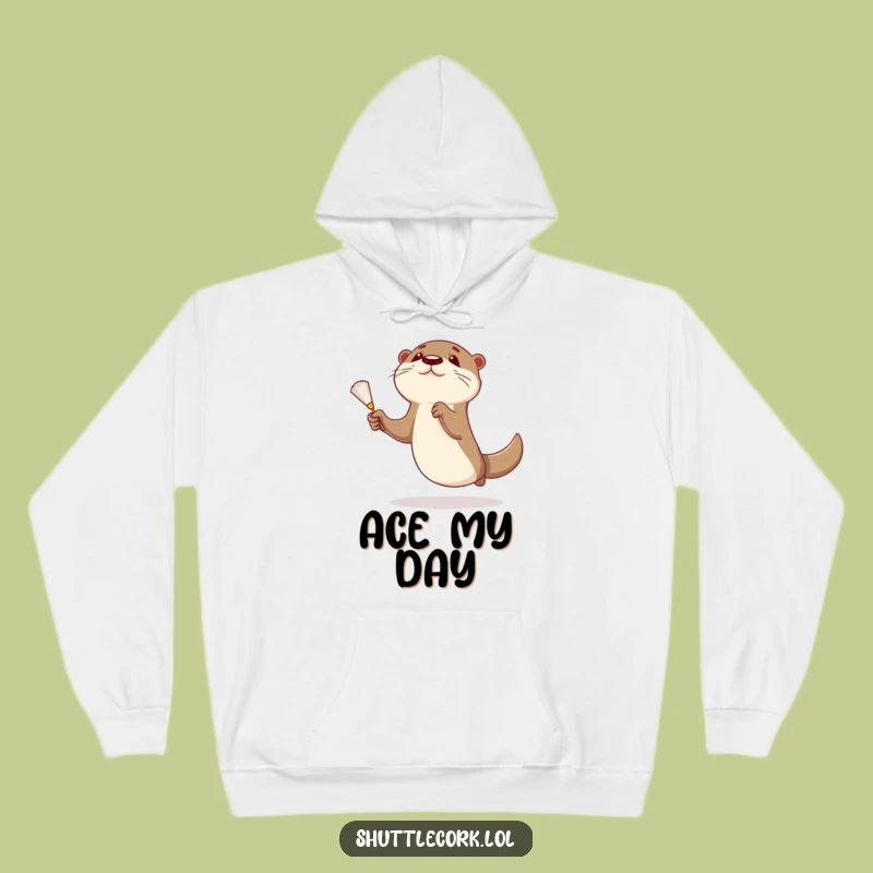 Funny Otter Badminton Hoodie - Cozy Up with a Shuttlecock Chase!