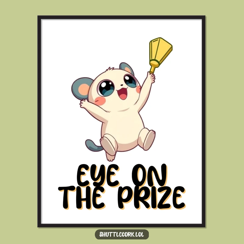 Free Printable Wall Art: Big-Eyed Creature Badminton Jump Downloadable Art Gift!