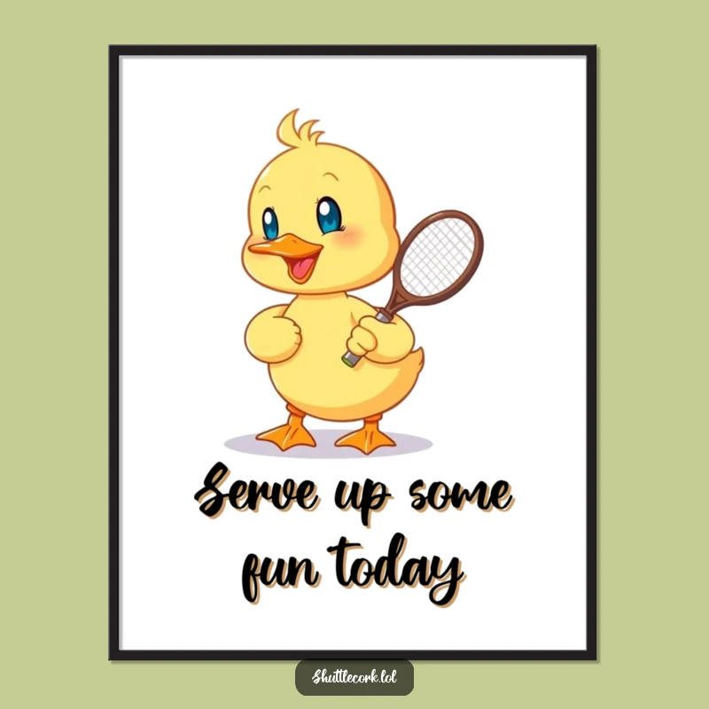 Free Printable Wall Art: Duckling Badminton Smash Downloadable, Sporty Decor DIY!