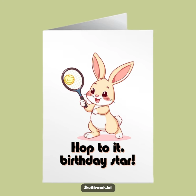 Free Printable Birthday Card: Bouncy Bunny Racquet Sports, Funny Downloadable Gift