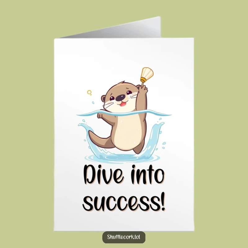 Free Printable Congratulations Card: Otter's Winning Dive - Downloadable Funny Gift