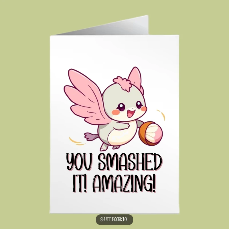 Free Printable Congrats Card: Speedy Winged Creature Badminton Win Downloadable Gift!