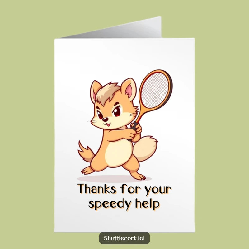 Free Printable Thank You Card: Fluffy Tail Creature Racket Thanks Downloadable Gift!