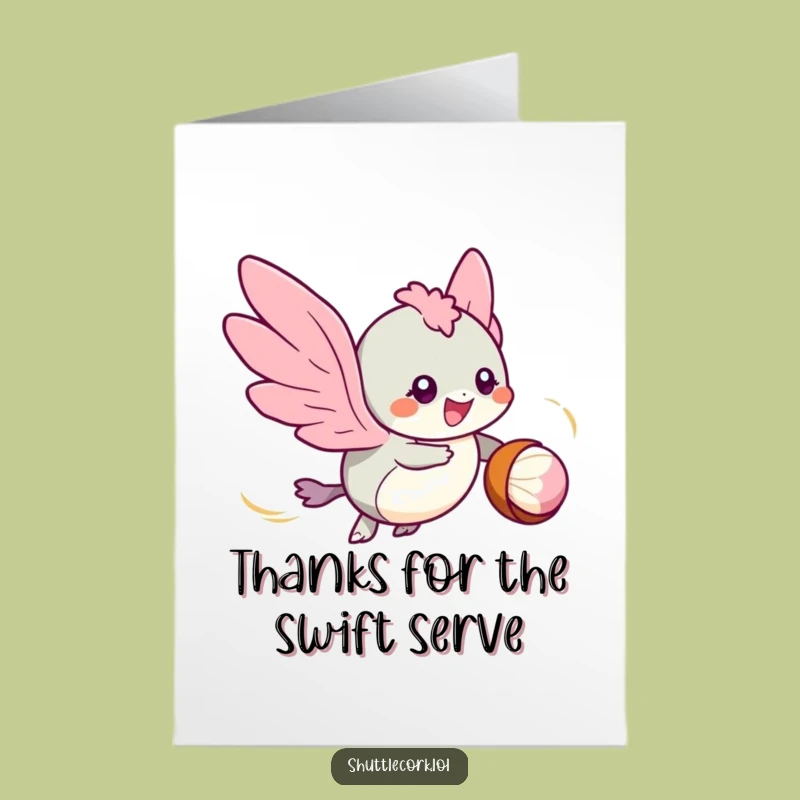 Free Printable Thank You Card: Speedy Winged Creature Badminton Thanks Downloadable Gift!