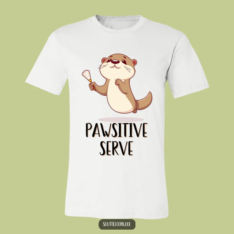 Funny Otter Badminton T-Shirt - Catch the Shuttlecock with Humor!