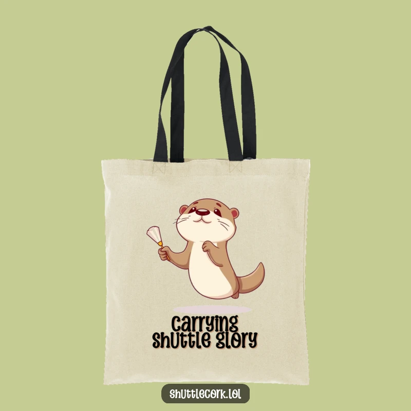 Funny Otter Badminton Tote Bag - Carry Your Gear with a Smile!